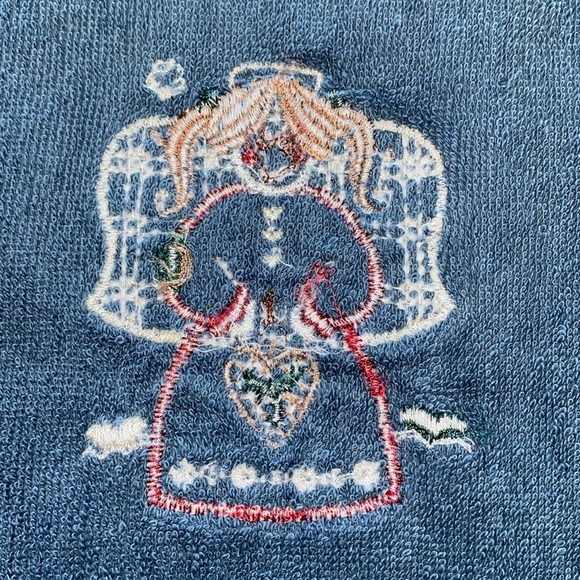 CHRISTMAS ANGEL metallic embroidered hand towel finger tip towel fringe edge - Picture 3 of 6